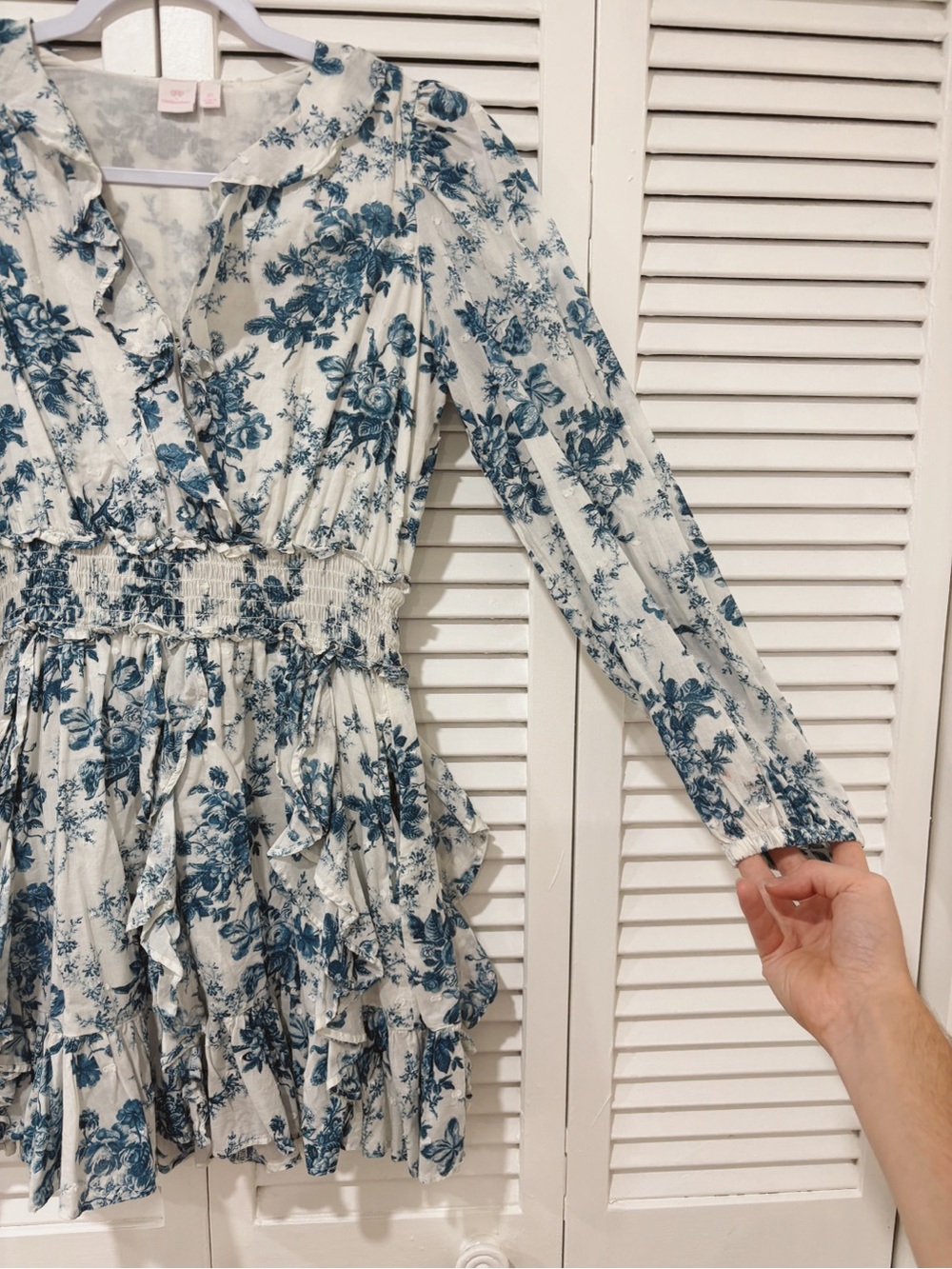 LoveShackFancy Mini Dress with navy blue Floral Print - Picture 3 of 6